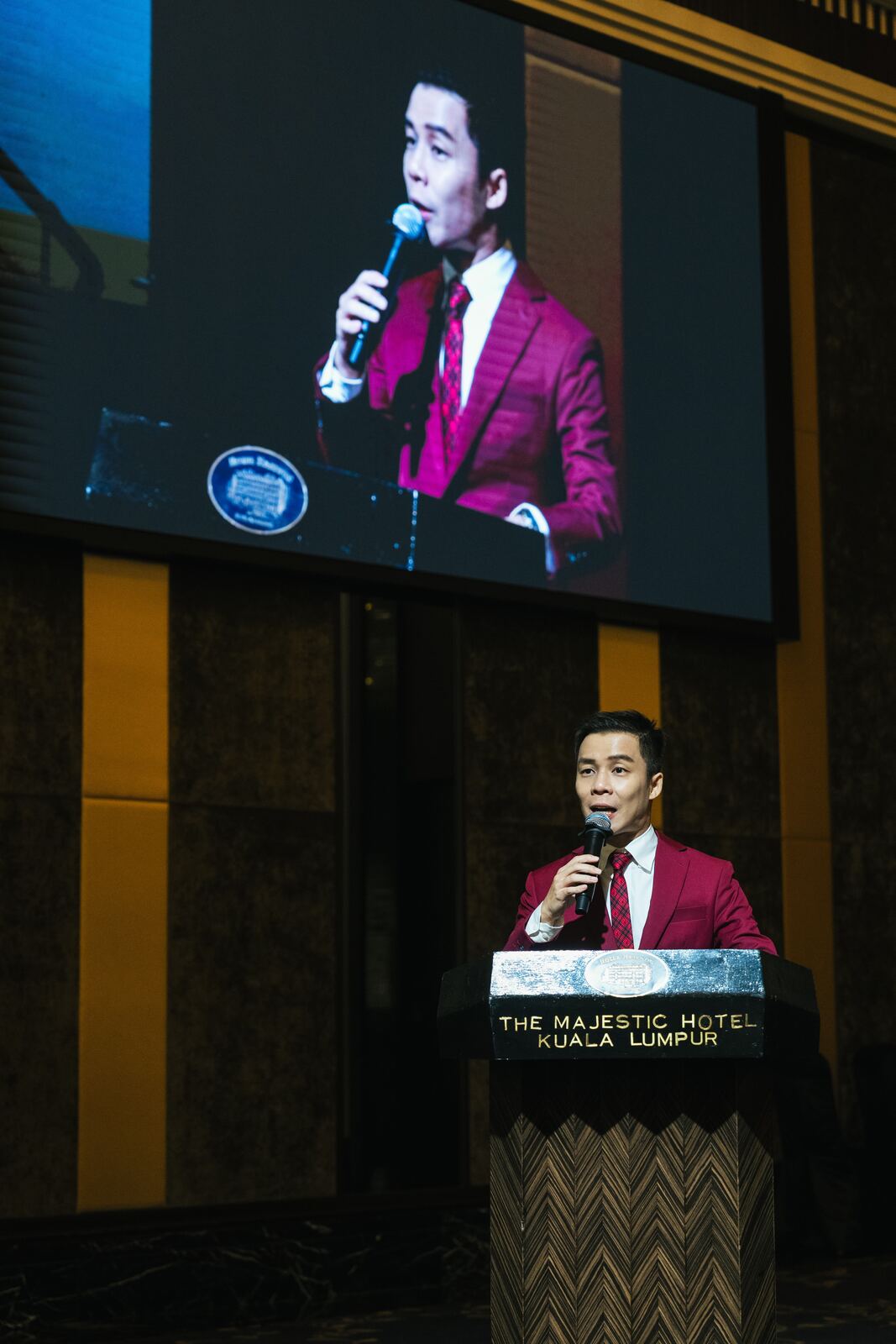 JC Cheah emceeing at The Majestic Hotel Kuala Lumpur